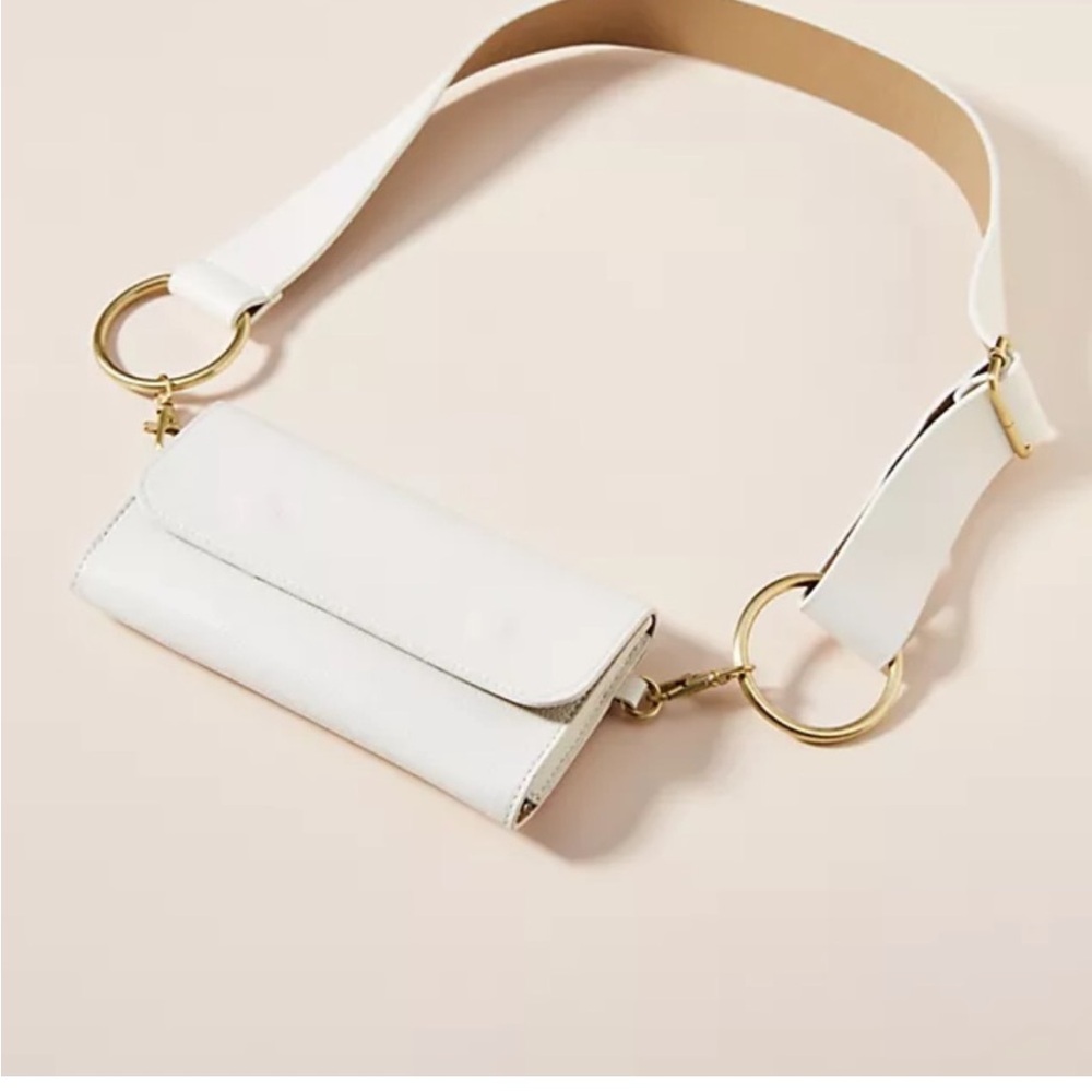 White “Siri” Belt Bag with Gold Accents
